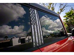StickerFab Printed Series American Flag Pillar Protection Kit; Black and White (21-24 Bronco 4-Door)