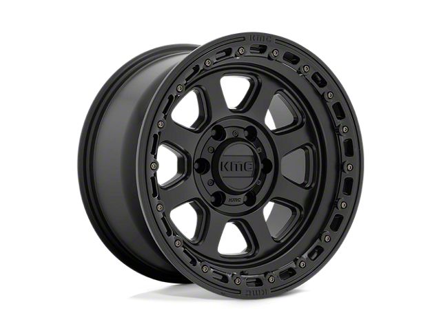 KMC Chase Satin Black with Gloss Black Lip 6-Lug Wheel; 17x9; 0mm Offset (22-24 Bronco Raptor)