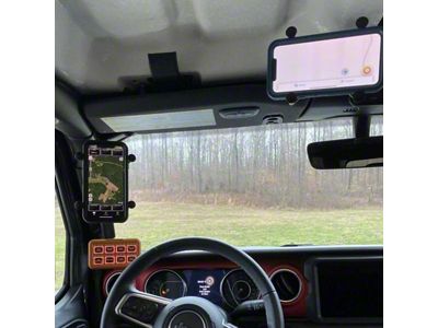 CMM Offroad Hard Top Panel Ball Mount with 1-Inch Ball and RAM Tablet Mount; Black (21-24 Ford Bronco)