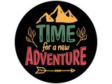 Time for a New Adventure Spare Tire Cover with Camera Cutout; Black (21-26 Bronco)