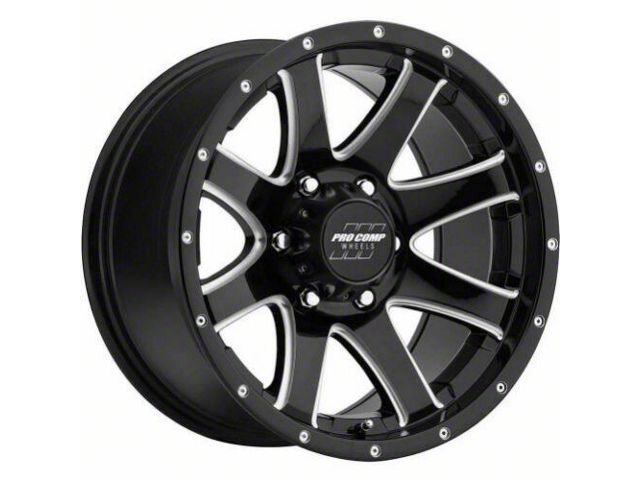 Pro Comp Wheels Patriot Gloss Black Milled 6-Lug Wheel; 17x9; -6mm Offset (16-23 Tacoma)