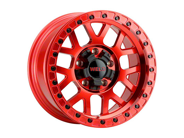 Weld Off-Road Cinch Beadlock Candy Red 6-Lug Wheel; 17x9; -12mm Offset (21-23 Bronco, Excluding Raptor)