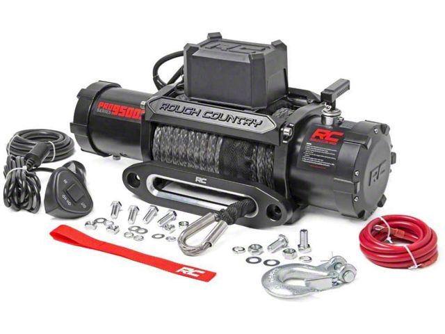 Rough Country PRO Series 9,500 lb. Winch with Synthetic Rope (Universal; Some Adaptation May Be Required)