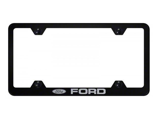 Ford Laser Etched Wide Body License Plate Frame; Black (Universal; Some Adaptation May Be Required)