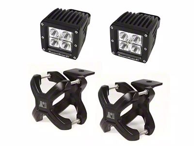 Rugged Ridge 3-Inch Square LED Light with Large X-Clamp Kit; Black (Universal; Some Adaptation May Be Required)