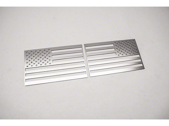 Stainless Steel American Flag Emblem; Polished (Universal; Some Adaptation May Be Required)
