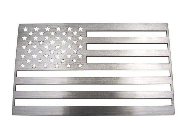 Stainless Steel American Flag Emblem; Brushed (Universal; Some Adaptation May Be Required)