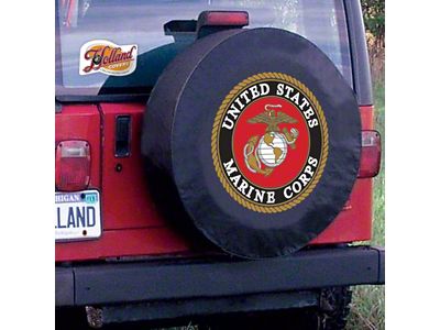 U.S. Marines Spare Tire Cover with Camera Port; Black (21-24 Bronco)