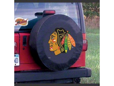 Chicago Blackhawks Spare Tire Cover with Camera Port; Black (21-24 Bronco)