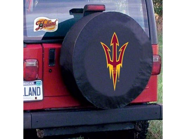 Arizona State University Pitchfork Spare Tire Cover with Camera Port; Black (21-24 Bronco)