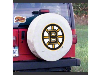 Boston Bruins Spare Tire Cover with Camera Port; White (21-24 Bronco)