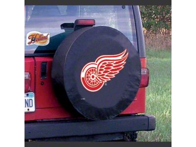 Detroit Red Wings Spare Tire Cover with Camera Port; Black (21-24 Bronco)