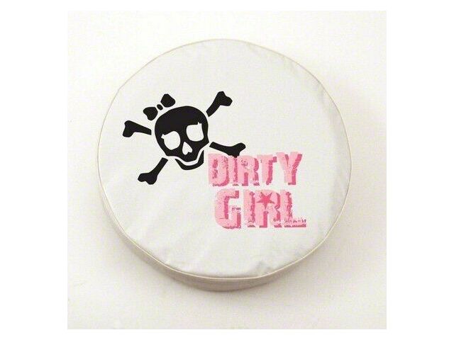 Dirty Girl with Skull Spare Tire Cover with Camera Port; White (21-24 Bronco)