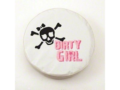 Dirty Girl with Skull Spare Tire Cover with Camera Port; White (21-24 Bronco)