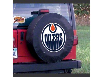 Edmonton Oilers Spare Tire Cover with Camera Port; Black (21-24 Bronco)