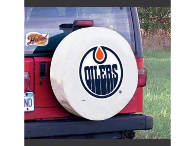 Edmonton Oilers Spare Tire Cover with Camera Port; White (21-24 Bronco)
