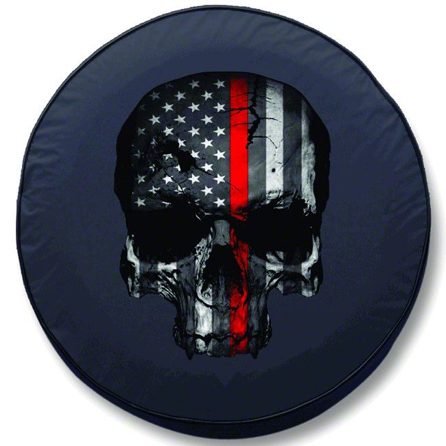 Bronco Firefighters Thin Red Line Skull Spare Tire Cover with Camera Port  (21-23 Bronco) Free Shipping
