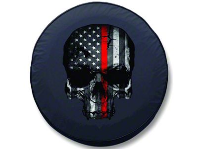 Firefighters Thin Red Line Skull Spare Tire Cover with Camera Port (21-23 Bronco)