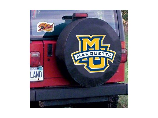 Marquette University Spare Tire Cover with Camera Port; Black (21-24 Bronco)