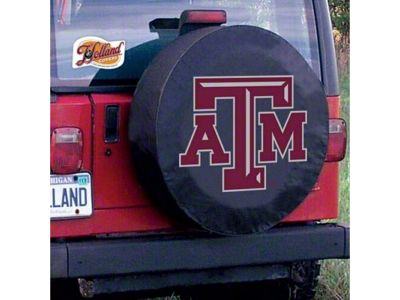 Texas AandM University Spare Tire Cover with Camera Port; Black (21-24 Bronco)