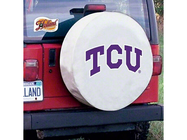 Texas Christian University Spare Tire Cover with Camera Port; White (21-23 Bronco)