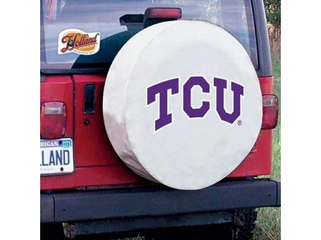 Texas Christian University Spare Tire Cover with Camera Port; White (21-24 Bronco)