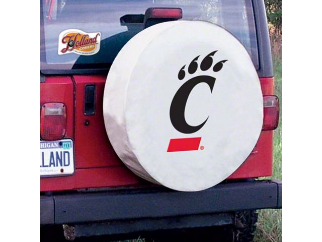 University of Cincinnati Spare Tire Cover with Camera Port; White (21-24 Bronco)