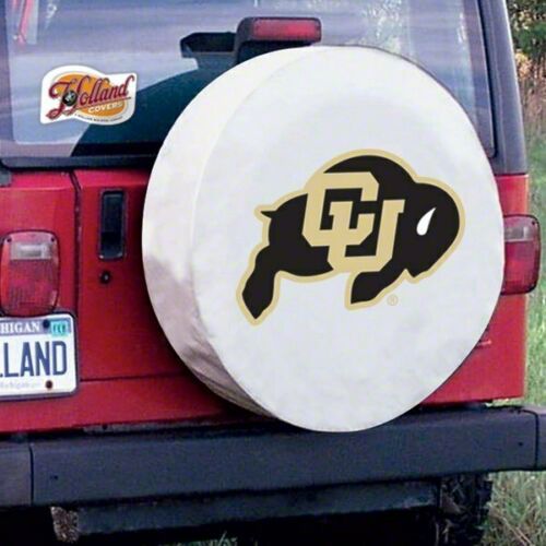 Bronco University of Colorado Spare Tire Cover with Camera Port; White (2124 Bronco) Free