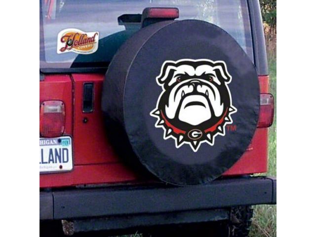 University of Georgia Bull Dog Spare Tire Cover with Camera Port; Black (21-24 Bronco)