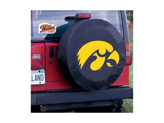 University of Iowa Spare Tire Cover with Camera Port; Black (21-24 Bronco)