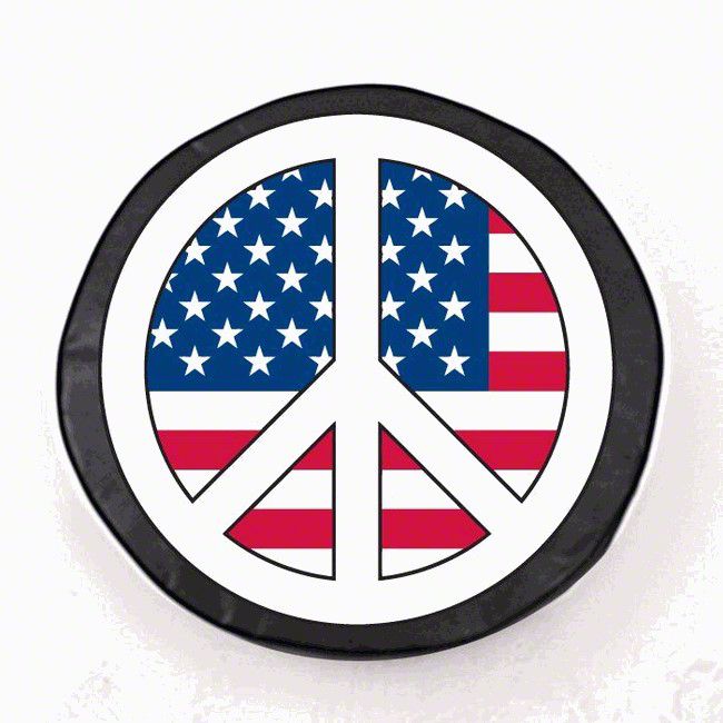 Bronco USA Peace Style Spare Tire Cover with Camera Port; Black (21-23  Bronco) Free Shipping