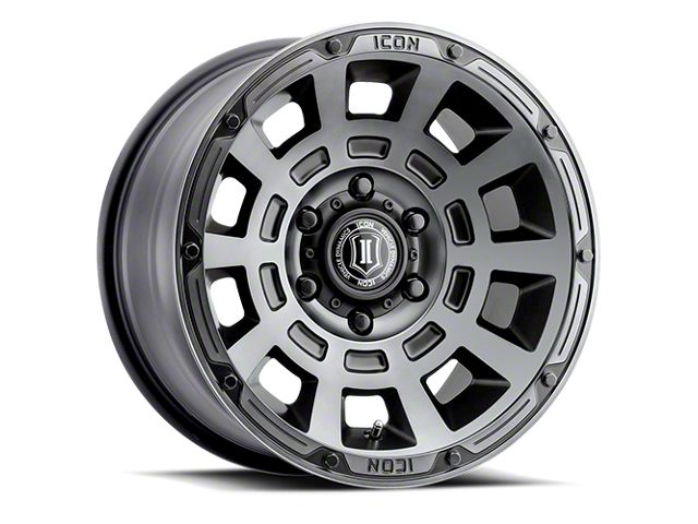 ICON Alloys Thrust Smoked Satin Black 6-Lug Wheel; 17x8.5; 0mm Offset (21-24 Bronco, Excluding Raptor)