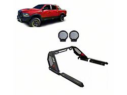 Vigor Roll Bar with 9-Inch Black Round LED Lights; Black (07-23 Tundra)