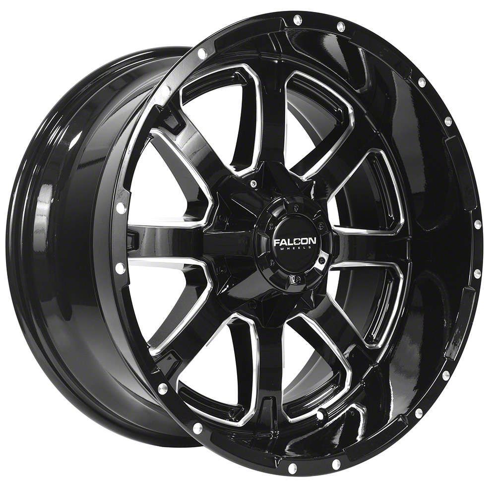 Falcon Wheels F1 Series Glossy Black with Diamond Milling 6-Lug Wheel; 20x10; -24mm Offset (10-23 4Runner)