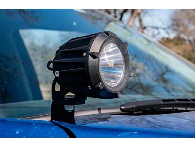 Cali Raised LED 3.50-Inch Round Cannon LED Pod Lights with Ditch Mounting Brackets and Tall Blue Backlight Switch (16-23 Tacoma)