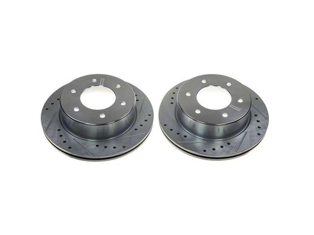 PowerStop Evolution Cross-Drilled and Slotted 6-Lug Rotors; Rear Pair (21-24 Bronco, Excluding Raptor)