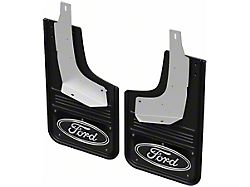 Black Wrap No-Drill Mud Flaps with Ford Oval Logo; Rear (19-23 Ranger)