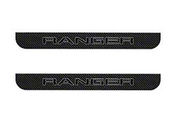 Front Door Sill Protection with Ranger Logo; Raw Carbon Fiber with Gray Outline (19-22 Ranger)