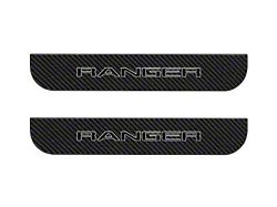 Rear Door Sill Protection; Raw Carbon Fiber with Gray Outline (19-22 Ranger SuperCrew)