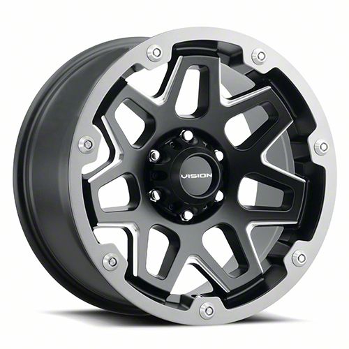 Vision Off-Road Se7en Satin Black Milled 6-Lug Wheel; 17x9; -12mm Offset (21-23 Bronco, Excluding Raptor)