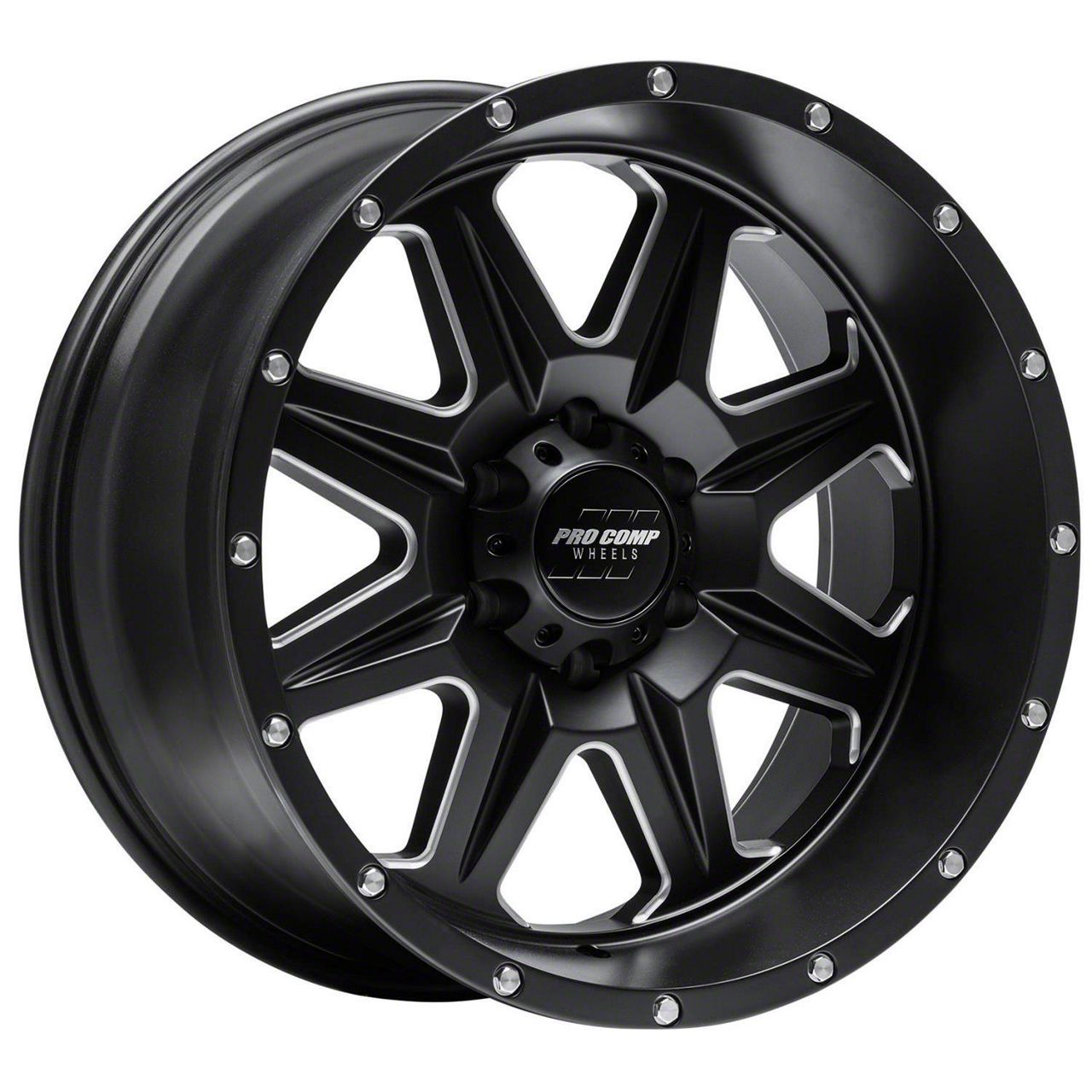 Pro Comp Wheels Silverado 1500 63 Series Recon Satin Black Milled 6 Lug Wheel 17x9 6mm Offset 4499