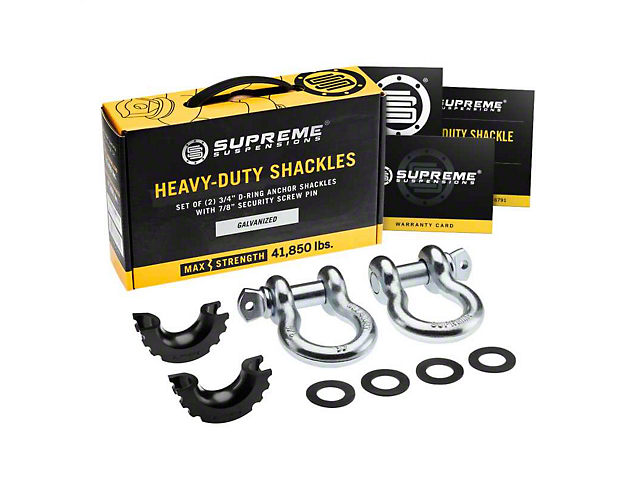 Supreme Suspensions 3/4-Inch D-Ring Shackle Kit; Galvanized