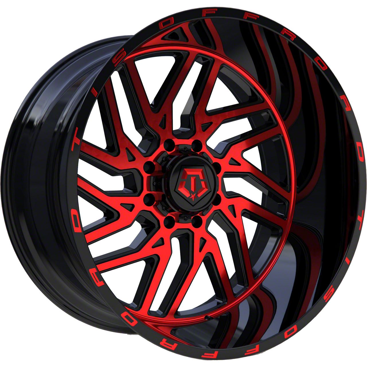 Tis F 150 544mbr Gloss Black With Red Tint Accent 6 Lug Wheel 22x12 44mm Offset 544mbr 21 F 150