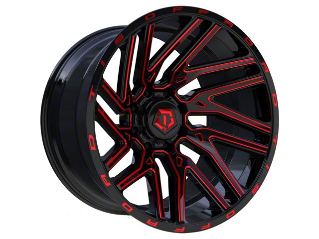 TIS 554BMR Gloss Black with Red Tint Accent 6-Lug Wheel; 22x12; -44mm Offset (10-24 4Runner)