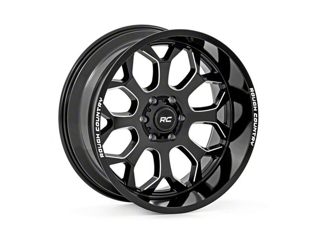 Rough Country 96 Series Gloss Black Milled 6-Lug Wheel; 22x10; -19mm Offset (05-15 Tacoma)