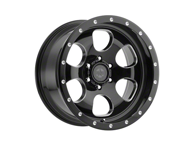 American Outlaw Wheels Gambler Gloss Black Milled 6-Lug Wheel; 17x8.5; 0mm Offset (10-23 4Runner)