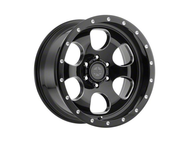 American Outlaw Wheels Gambler Gloss Black Milled 6-Lug Wheel; 17x8.5; 0mm Offset (16-23 Tacoma)
