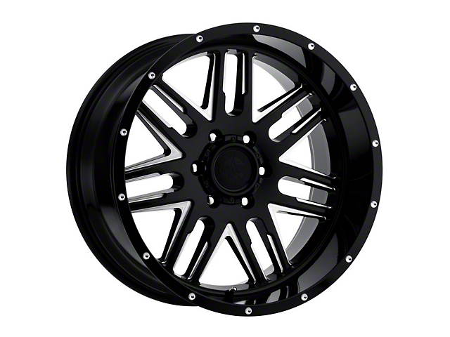 American Outlaw Wheels 12 Gauge Gloss Black Milled 6-Lug Wheel; 20x9; 10mm Offset (16-22 Tacoma)