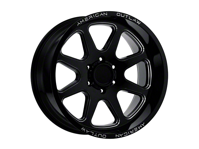 American Outlaw Wheels Derringer Gloss Black Milled 6-Lug Wheel; 20x10; -18mm Offset (21-23 Bronco, Excluding Raptor)