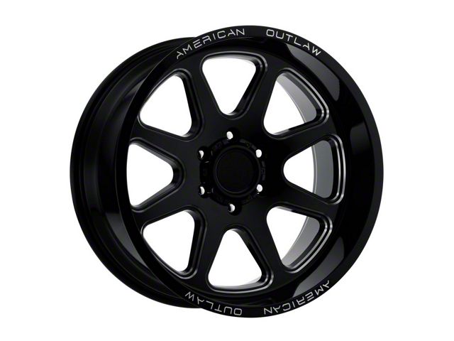 American Outlaw Wheels Derringer Gloss Black Milled 6-Lug Wheel; 20x10; -18mm Offset (21-24 Bronco, Excluding Raptor)